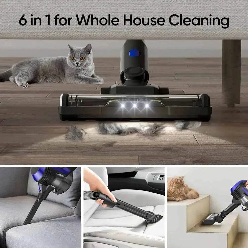 MOOSOO XC1 Blue Multi Surface Vacuum with Large LED Display Screen