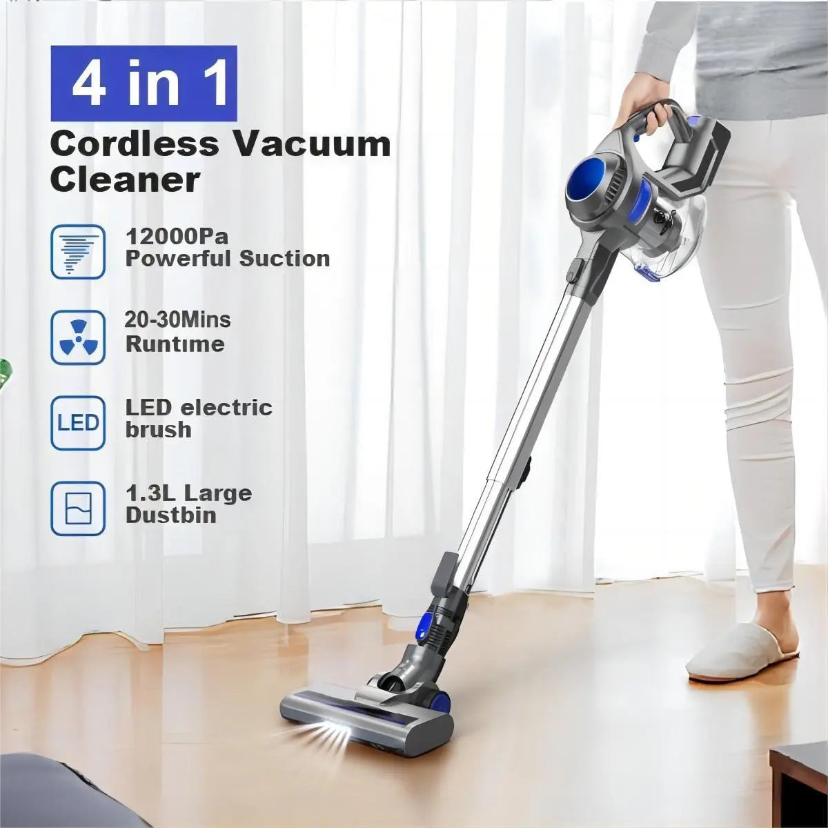 MOOSOO XL-618A 4-in-1 Cordless Vacuum - High Performance, Easy Maneuverability, and Long-lasting Battery Life