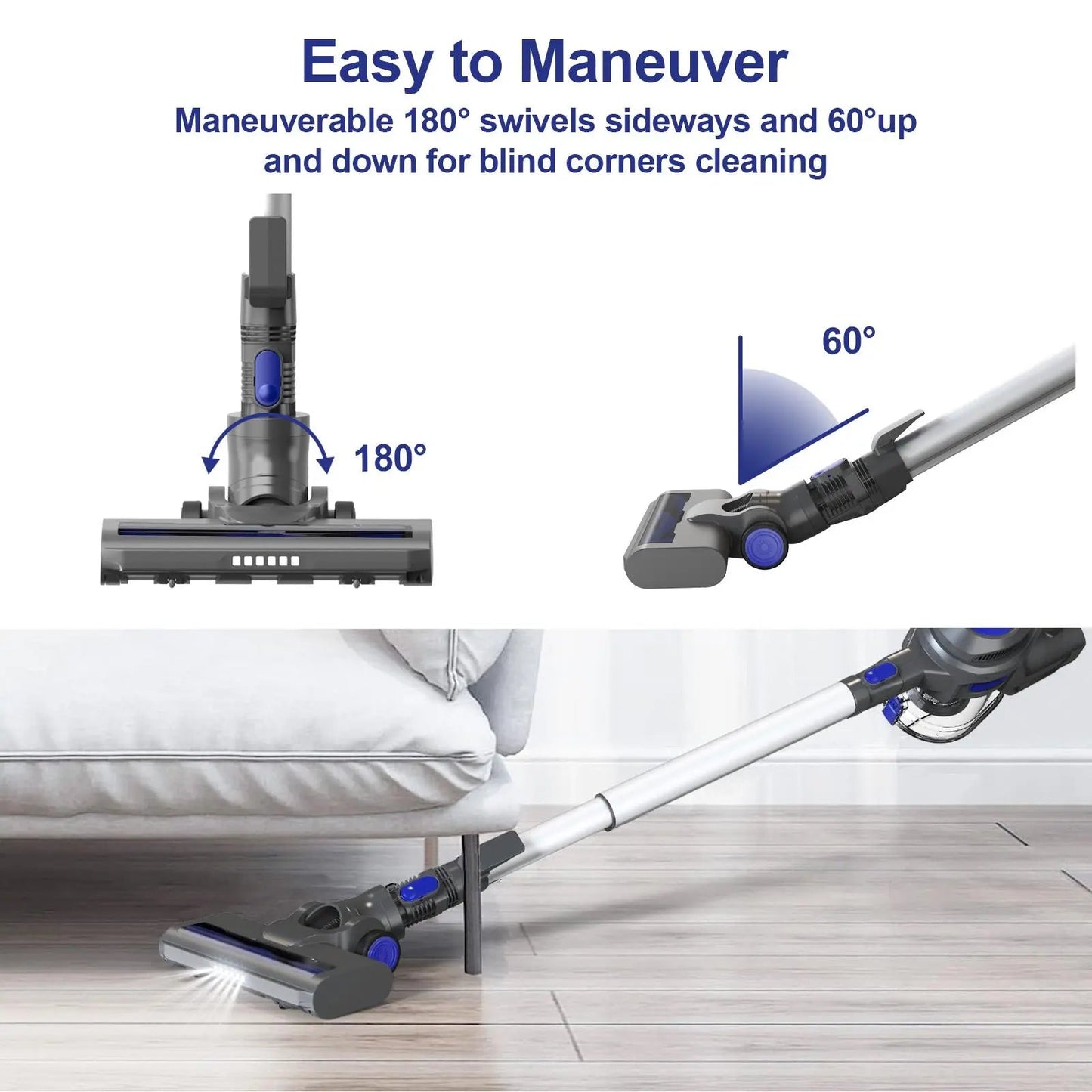 MOOSOO XL-618A 4-in-1 Cordless Vacuum - High Performance, Easy Maneuverability, and Long-lasting Battery Life