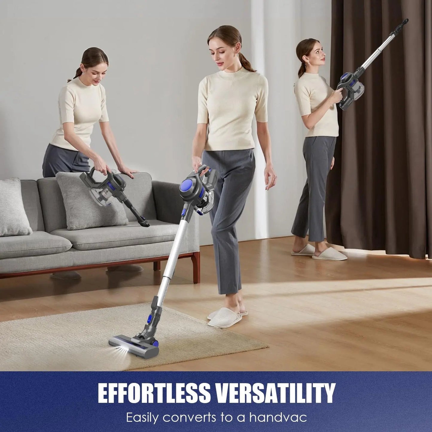 MOOSOO XL-618A 4-in-1 Cordless Vacuum - High Performance, Easy Maneuverability, and Long-lasting Battery Life