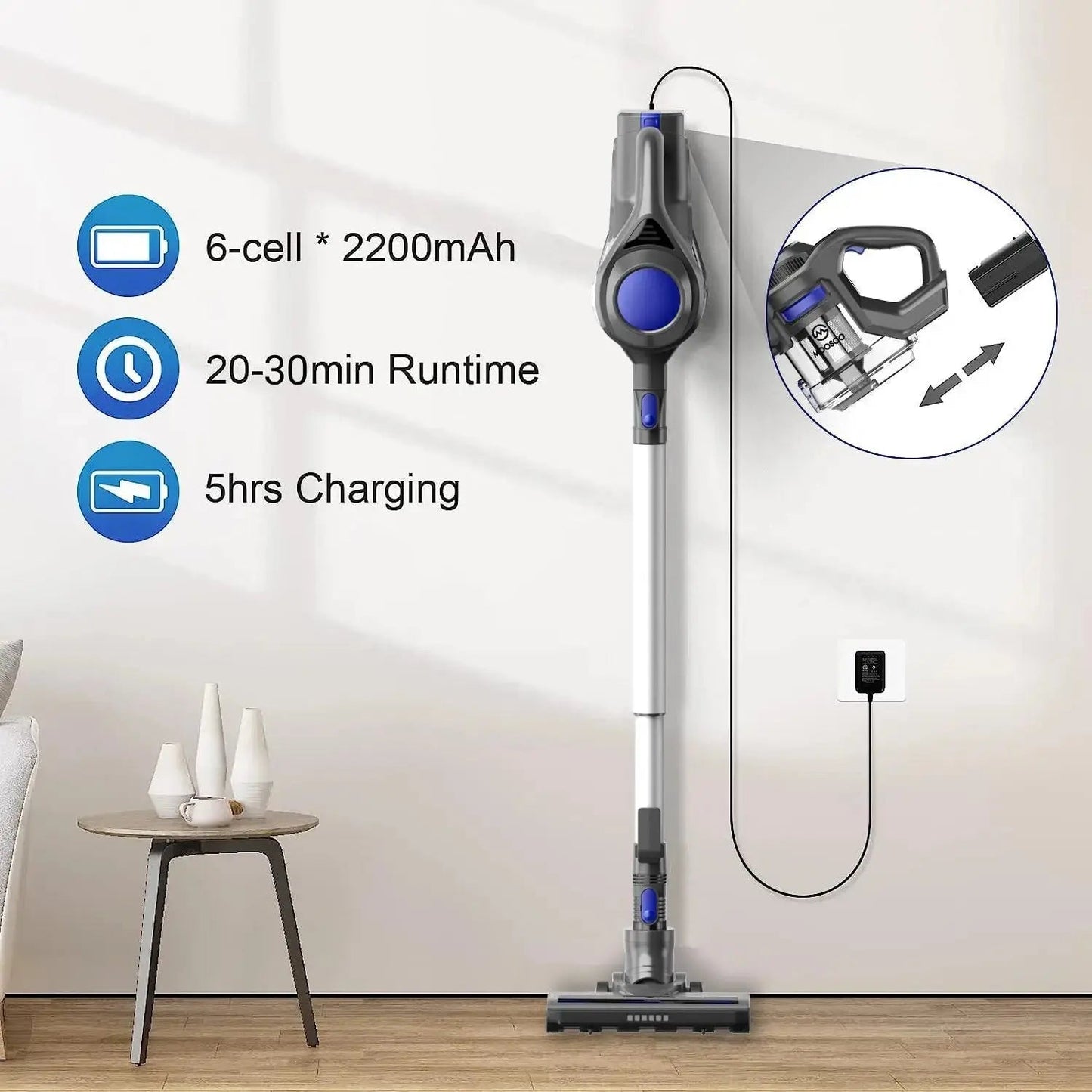 MOOSOO XL-618A/XC1  4-in-1 Light Weight Vacuum - Cordless Stick Vacuum Cleaner